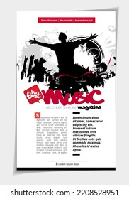Brochure, ebook or presentation mockup with music event subject, vector illustration easy to editable