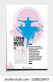 Brochure, ebook or presentation mockup with music event subject, vector illustration easy to editable