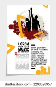 Brochure, ebook or presentation mockup with music event subject, vector illustration easy to editable