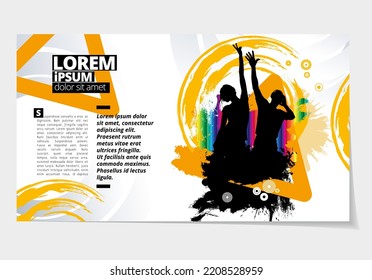 Brochure, ebook or presentation mockup with music event subject, vector illustration easy to editable