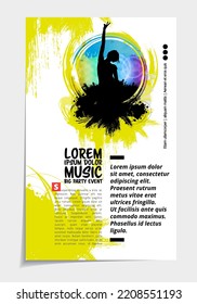Brochure, ebook or presentation mockup with music event subject, vector illustration easy to editable