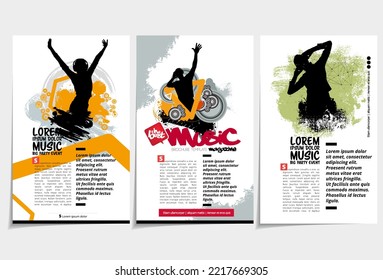 Brochure, ebook or presentation mockup with music event subject, vector illustration easy to editable