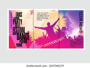 Brochure, e-book or presentation mockup with music event subject, vector illustration easy to editable