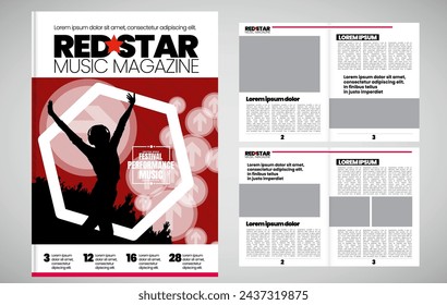 
Brochure, ebook or presentation mockup with music event subject, vector illustration easy to editable