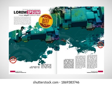 Brochure, ebook or presentation mockup ready for use, vector illustration easy to editable