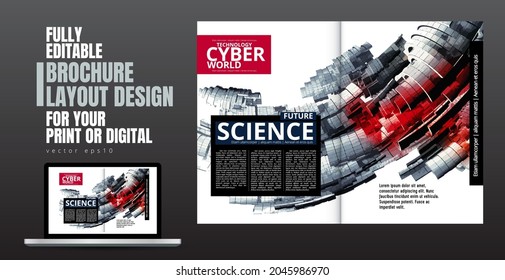 Brochure, ebook or presentation mockup ready for use, vector illustration easy to editable