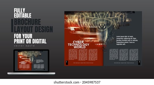 Brochure, ebook or presentation mockup ready for use, vector illustration easy to editable