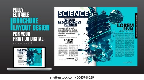 Brochure, ebook or presentation mockup ready for use, vector illustration easy to editable