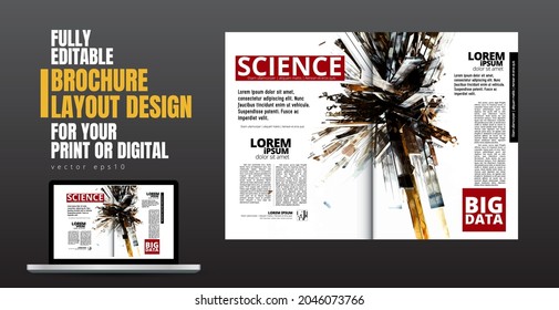 Brochure, ebook or presentation mockup ready for use, vector illustration easy to editable
