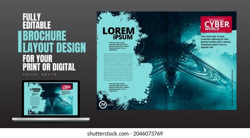 Brochure, ebook or presentation mockup ready for use, vector illustration easy to editable
