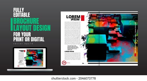 Brochure, ebook or presentation mockup ready for use, vector illustration easy to editable