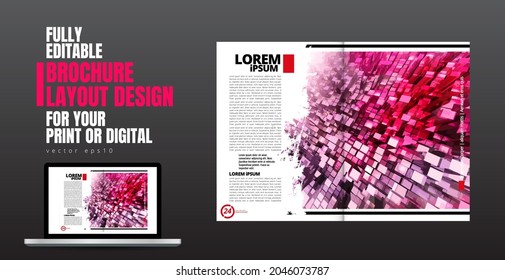 Brochure, ebook or presentation mockup ready for use, vector illustration easy to editable