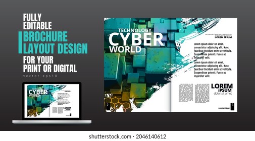 Brochure, ebook or presentation mockup ready for use, vector illustration easy to editable