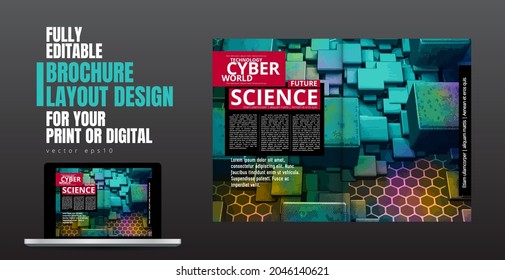 Brochure, ebook or presentation mockup ready for use, vector illustration easy to editable