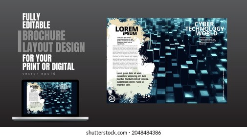 Brochure, ebook or presentation mockup ready for use, vector illustration easy to editable