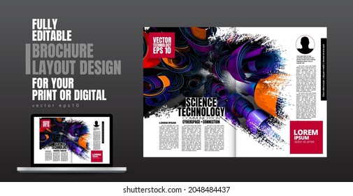 Brochure, ebook or presentation mockup ready for use, vector illustration easy to editable