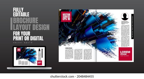 Brochure, ebook or presentation mockup ready for use, vector illustration easy to editable