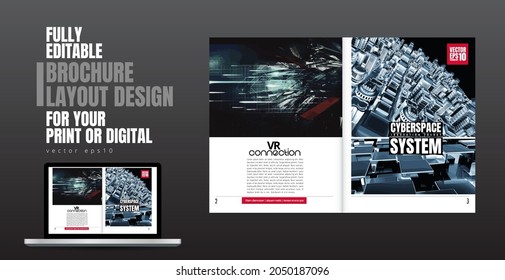 Brochure, ebook or presentation mockup ready for use, vector illustration easy to editable