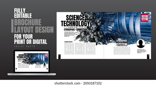 Brochure, ebook or presentation mockup ready for use, vector illustration easy to editable