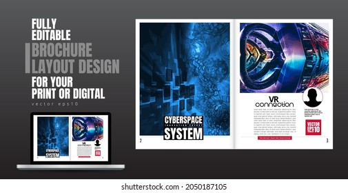 Brochure, ebook or presentation mockup ready for use, vector illustration easy to editable