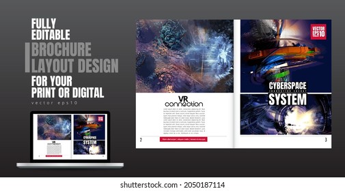 Brochure, ebook or presentation mockup ready for use, vector illustration easy to editable