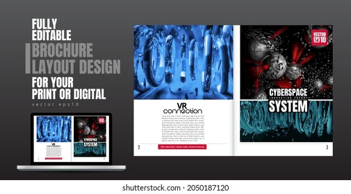 Brochure, ebook or presentation mockup ready for use, vector illustration easy to editable