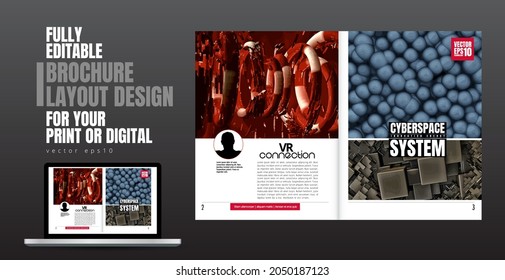 Brochure, ebook or presentation mockup ready for use, vector illustration easy to editable