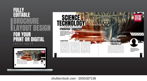 Brochure, ebook or presentation mockup ready for use, vector illustration easy to editable