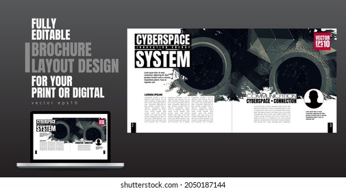 Brochure, ebook or presentation mockup ready for use, vector illustration easy to editable