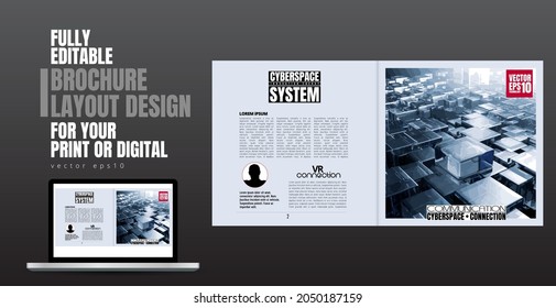 Brochure, ebook or presentation mockup ready for use, vector illustration easy to editable