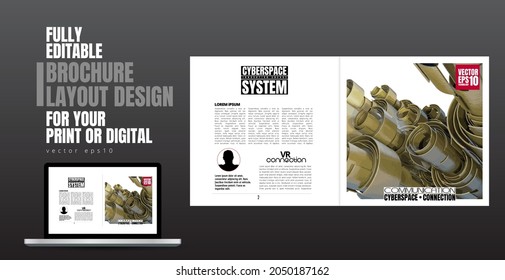 Brochure, ebook or presentation mockup ready for use, vector illustration easy to editable