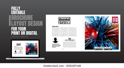 Brochure, ebook or presentation mockup ready for use, vector illustration easy to editable