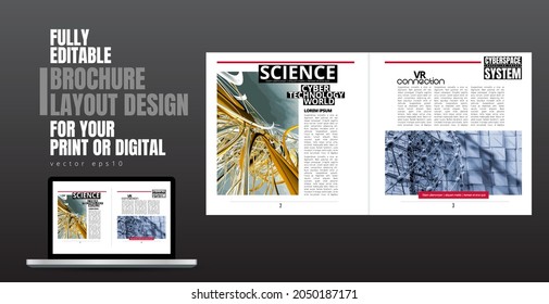Brochure, ebook or presentation mockup ready for use, vector illustration easy to editable