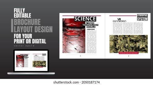 Brochure, ebook or presentation mockup ready for use, vector illustration easy to editable