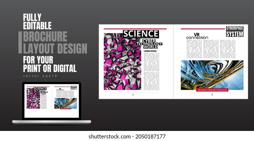 Brochure, ebook or presentation mockup ready for use, vector illustration easy to editable