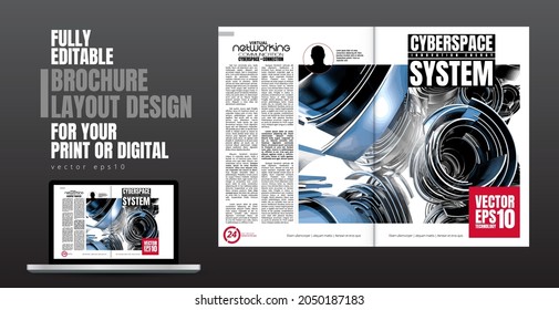 Brochure, ebook or presentation mockup ready for use, vector illustration easy to editable