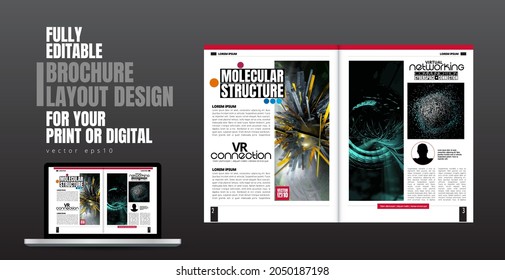 Brochure, ebook or presentation mockup ready for use, vector illustration easy to editable