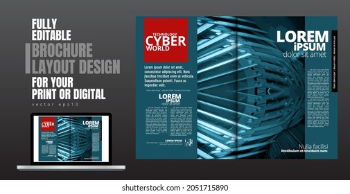 Brochure, ebook or presentation mockup ready for use, vector illustration easy to editable