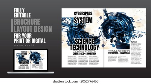 Brochure, ebook or presentation mockup ready for use, vector illustration easy to editable