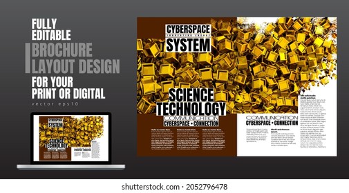 Brochure, ebook or presentation mockup ready for use, vector illustration easy to editable