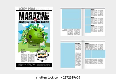 Brochure, ebook or presentation mockup ready for use, vector illustration easy to editable