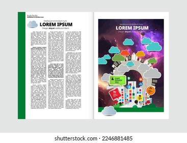 Brochure, ebook or presentation mockup ready for use, vector illustration easy to editable