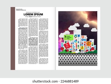 Brochure, ebook or presentation mockup ready for use, vector illustration easy to editable