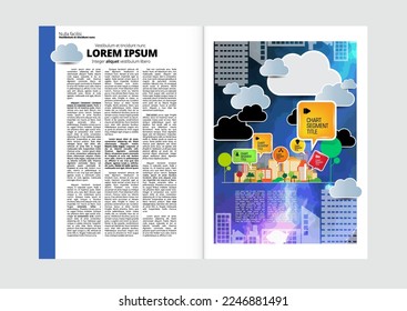 Brochure, ebook or presentation mockup ready for use, vector illustration easy to editable