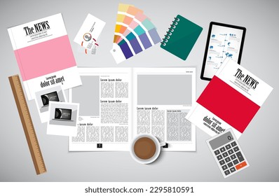 Brochure, ebook or presentation mockup ready for use, vector illustration easy to editable