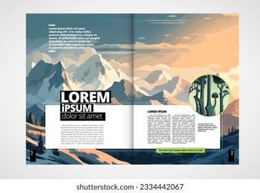 Brochure, ebook or presentation mockup ready for use, vector illustration easy to editable