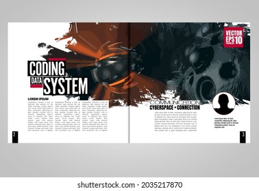 Brochure, ebook or presentation mockup with technology subject ready for use, vector illustration easy to editable