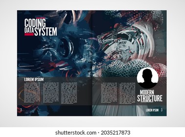 Folleto, libro de edición o simulación de presentación con tema de tecnología listo para su uso, ilustración vectorial fácil de editar