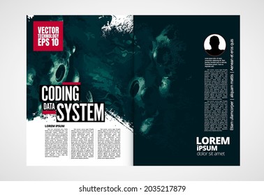 Brochure, ebook or presentation mockup with technology subject ready for use, vector illustration easy to editable