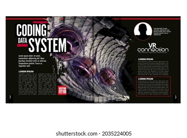 Brochure, ebook or presentation mockup with technology subject ready for use, vector illustration easy to editable